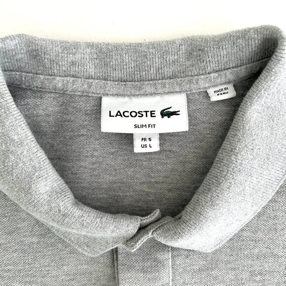 Lacoste Slim Fit Piqué Polo Shirt in Gray Chine Size L - Picture 8 of 12